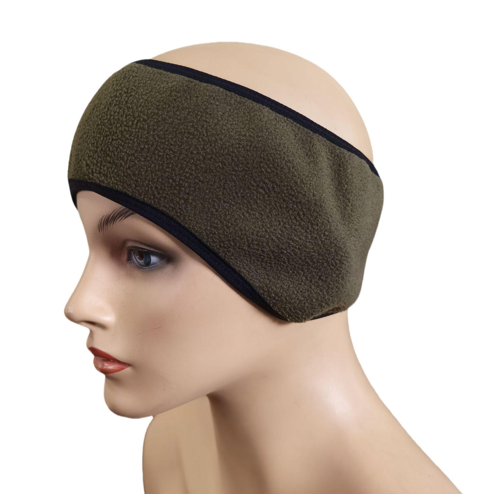 

Унисекс флисовая ветрозащитная повязка на голову с теплыми наушниками для езды на велосипеде и бега One Size армия зеленый