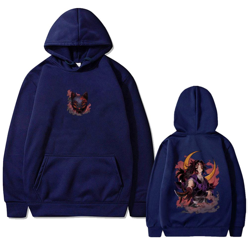 Anime Demon Slayer Kokushibo Hoodie Men's Women's Cartoon Oversized Hooded Sweatshirt Unisex Vintage Pullover Hoodies