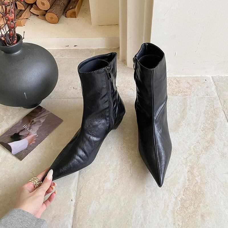 Fashion Fashion Pointed Toe Modern Women Ankle Boots With Low Heel Shoes Ladies Short Boots Female Zippers Shoes