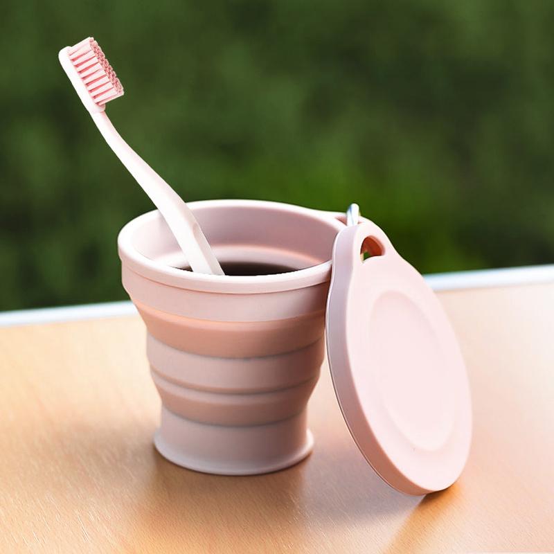 Outdoors Silicone Folding Cup with Hanging Hole Travel Portable Washing Cup Foldable Portable Teacup Camping Coffee Water Cup