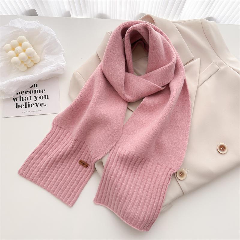 Korean Version Of Simple Soft Waxy Knitted Wool Scarf Medium And Long Shawl Scarf Versatile Warm And Cold Autumn And Winter Women