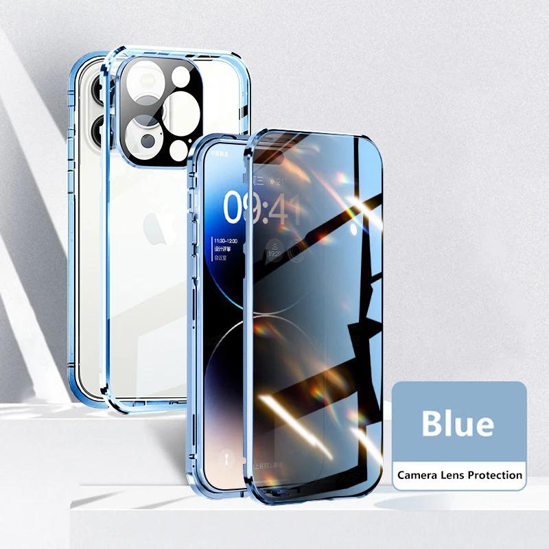 Anti-spionage Privacy Gehard Glas met Lensbescherming Magnetische Adsorptie Hoesje Voor iPhone 16 15 14 Plus 13 12 11 Pro Max