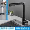 304 Stainless Steel Pull-out Faucet Wire Drawing Process Hot and Cold Water Tank Vegetable Washing Basin Telescopic Faucet