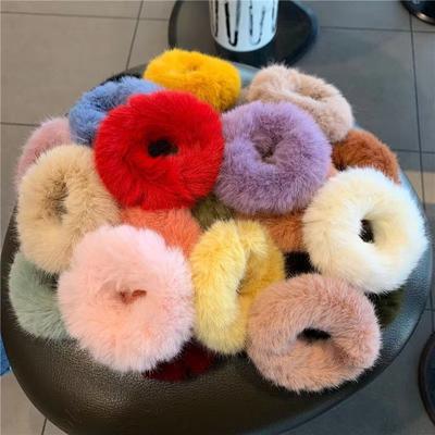 Girls Faux Rabbit Fur Scrunchies Elastic Elastic Plush Hair Ring Hair Rope Mink Fur Ponytail Holder