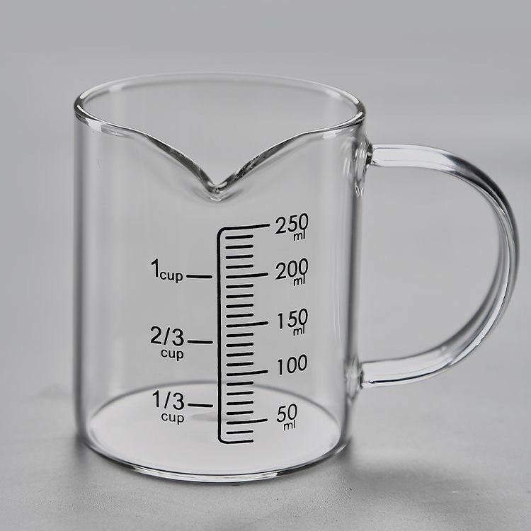 

Прозрачный стеклянный мерный стакан пищевого качества с ручкой 250ml no lid прозрачный