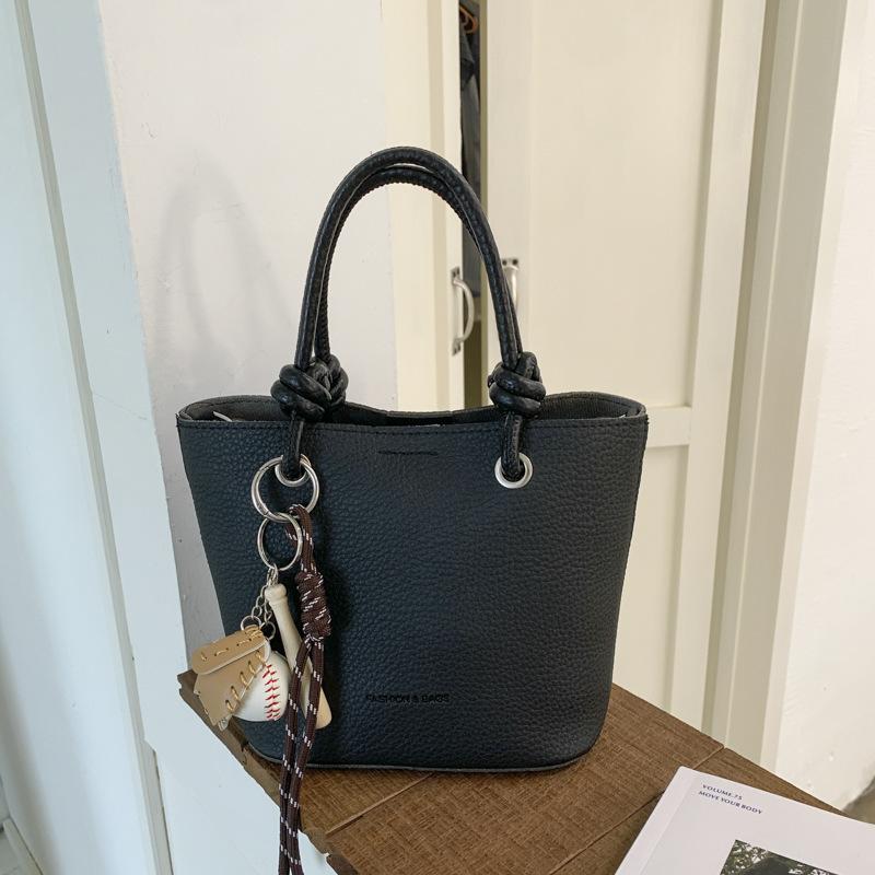 High-end Lychee Pattern Bucket Bag, Hand-held Vegetable Basket Bag, Fashionable Single-shoulder Crossbody Bag