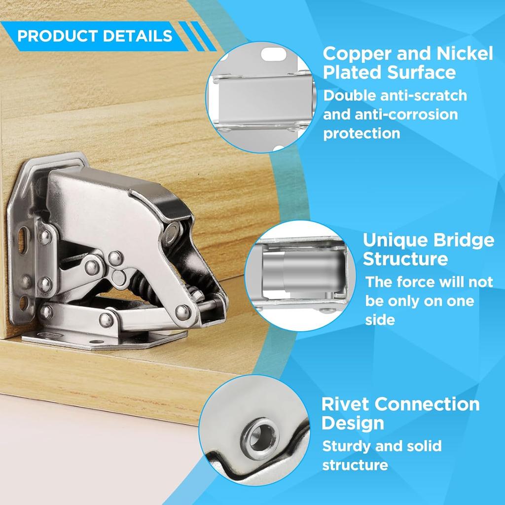 90 Degree Steel Cabinet Hinges No-Drilling Buffer Hinge Kitchen Cabinet Cupboard Hinges DIY Furniture Hardware Tools