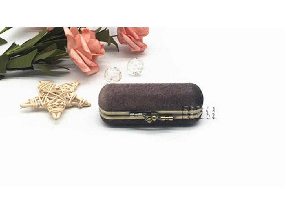 Creative Velvet Antique Bronze Clasp Lipstick Box with Mirror - Single Lipstick Storage and Gift Box