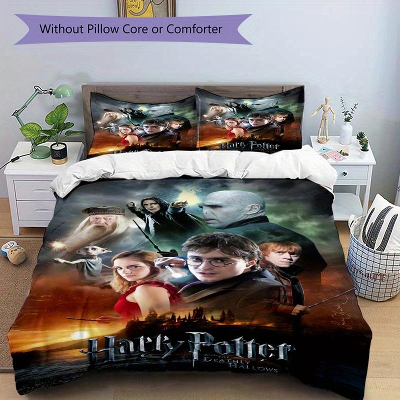 3pcs Harry Potter and the Deathly Hallows Printed Quilt Set - Soft and Comfortable Quilt Cover for Bedroom, Guest Room and Dormitory Decorat