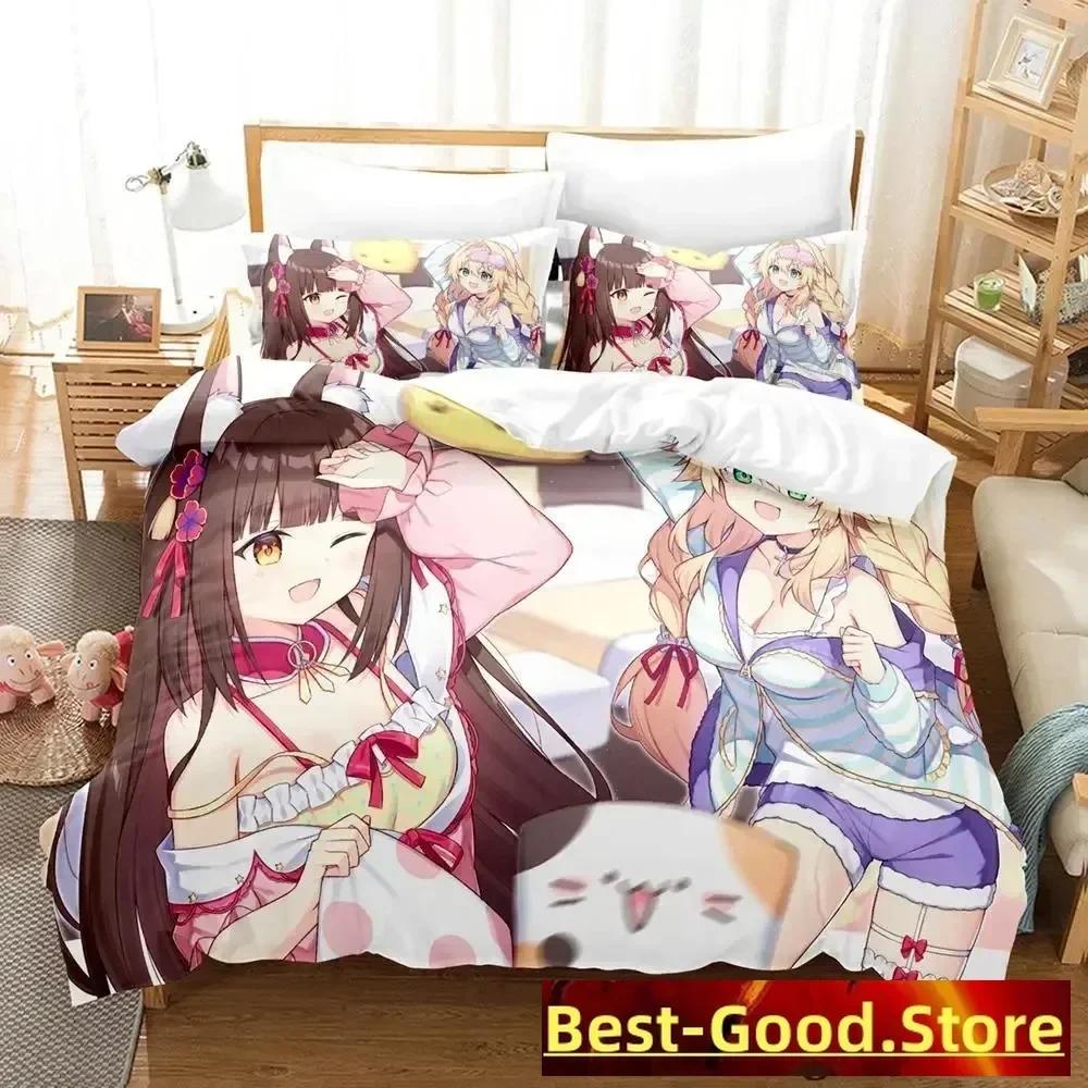 New Nekopara Ova Bedding Set Duvet Cover Sheet Printed Bed Set Pillowcase Bed Full Queen King Size Comforter Bedroom