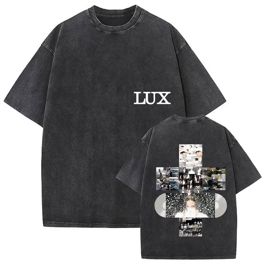 Rapper Rosalia Lux Tour Vintage-Waschungen T-Shirts Herren Damen Hip Hop Popmusik Mode Kurzarm-T-Shirt Gothic Streetwear