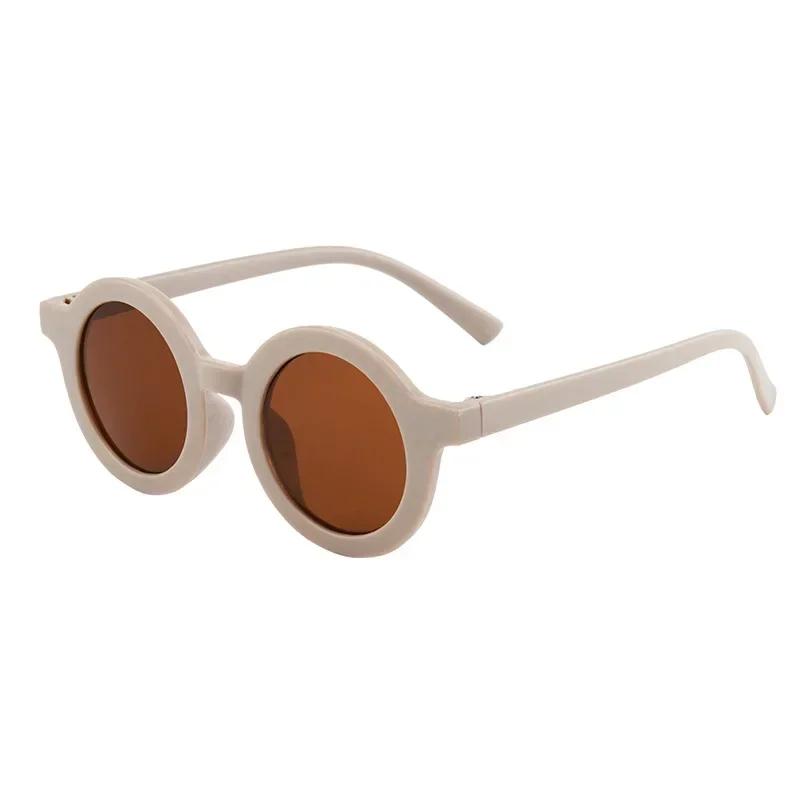 New Vintage Kids Sunglasses Frosted Round UV400 Protection Baby Girls Acrylic Fashion Glasses Outdoor Sun Safe