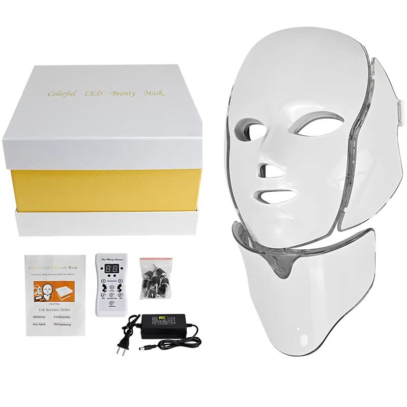 7 Color LED Phototherapy Mask - Facial & Neck - Whitening, Anti-Acne, Pore Shrink