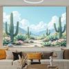 2D Plane Watercolor Desert Cactus Party Background Fabric Indoor and Outdoor Event Decoration Polyester Fiber