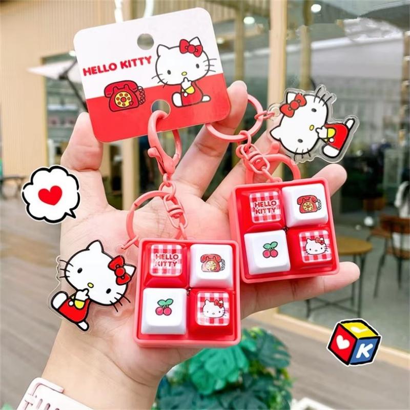 New Creative Four-Grid Electronic Button Sound Keychain Pendant Decor Cartoon Anime Figure Minecraft