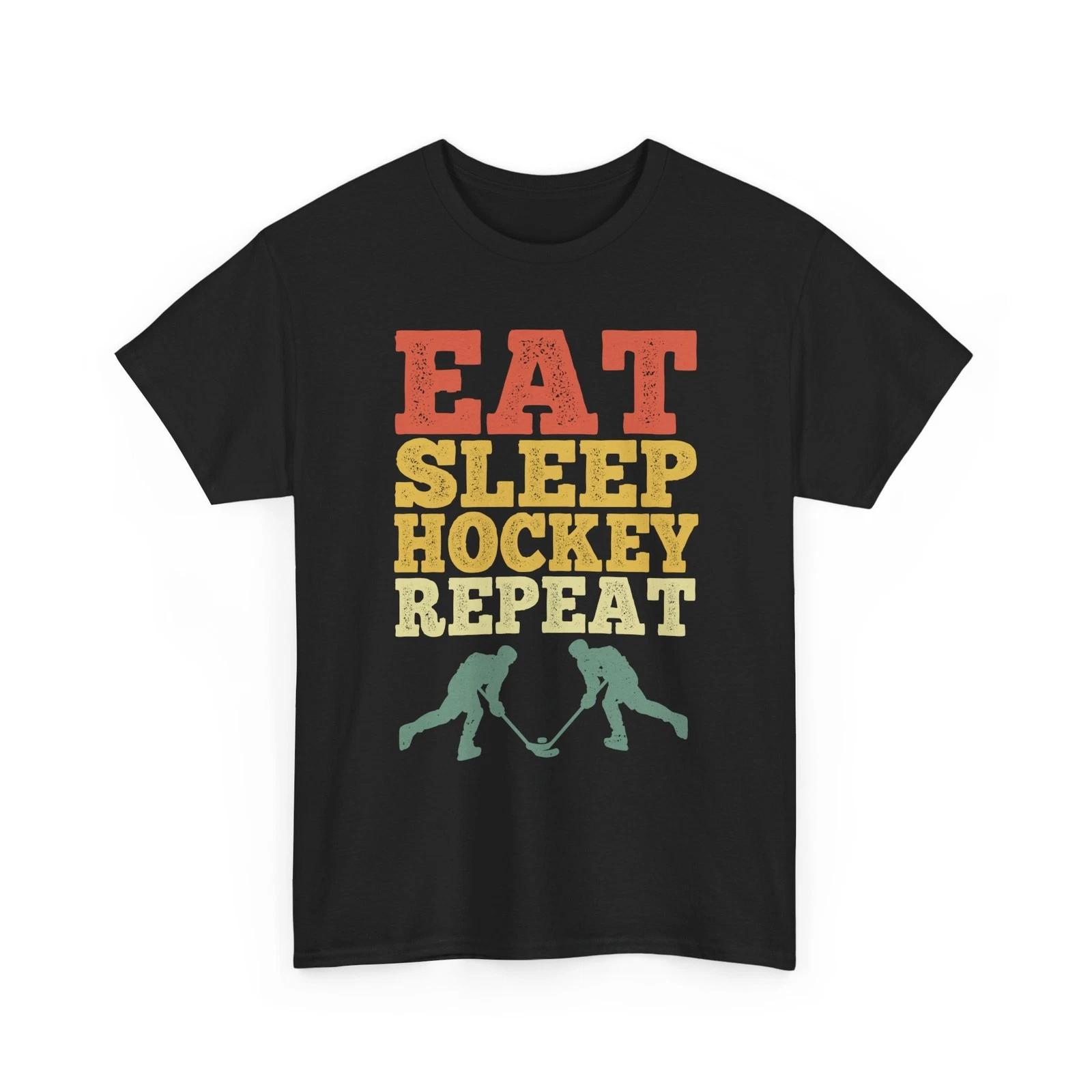Ice Hockey Shirt, Eat Sleep Hockey Repeat Hockey Player Funny Women Men Shirt L