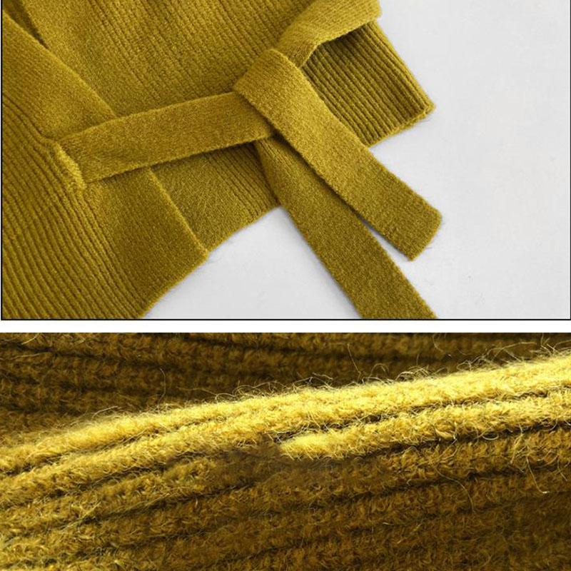 Advanced Sweater Knitwear Women Knitted Cardigan Fall Winter Tie V-neck Sweet Short Long-sleeved Knitted Tops