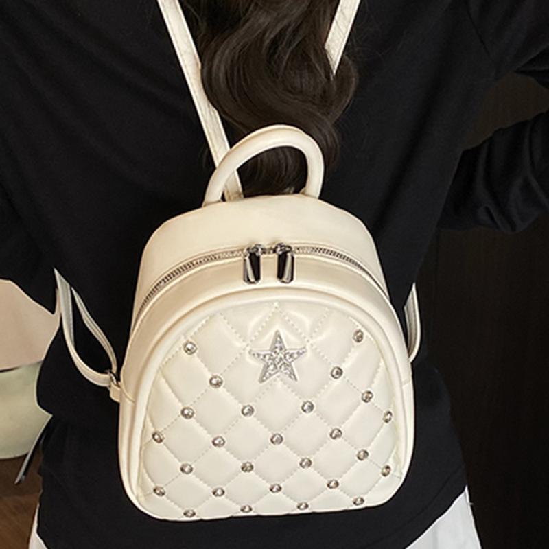 Korean Version of Fashion Rhombus Chain Bag Women's 2025 New Fashion Literary Style Small Backpack Simple Handbag