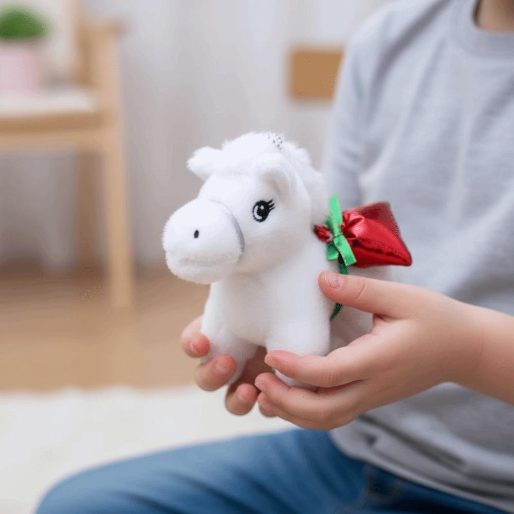 Chinese Style Vintage Pony Plush Keychain PP Cotton Chinese Horse Plush Keyring Birthday Gift