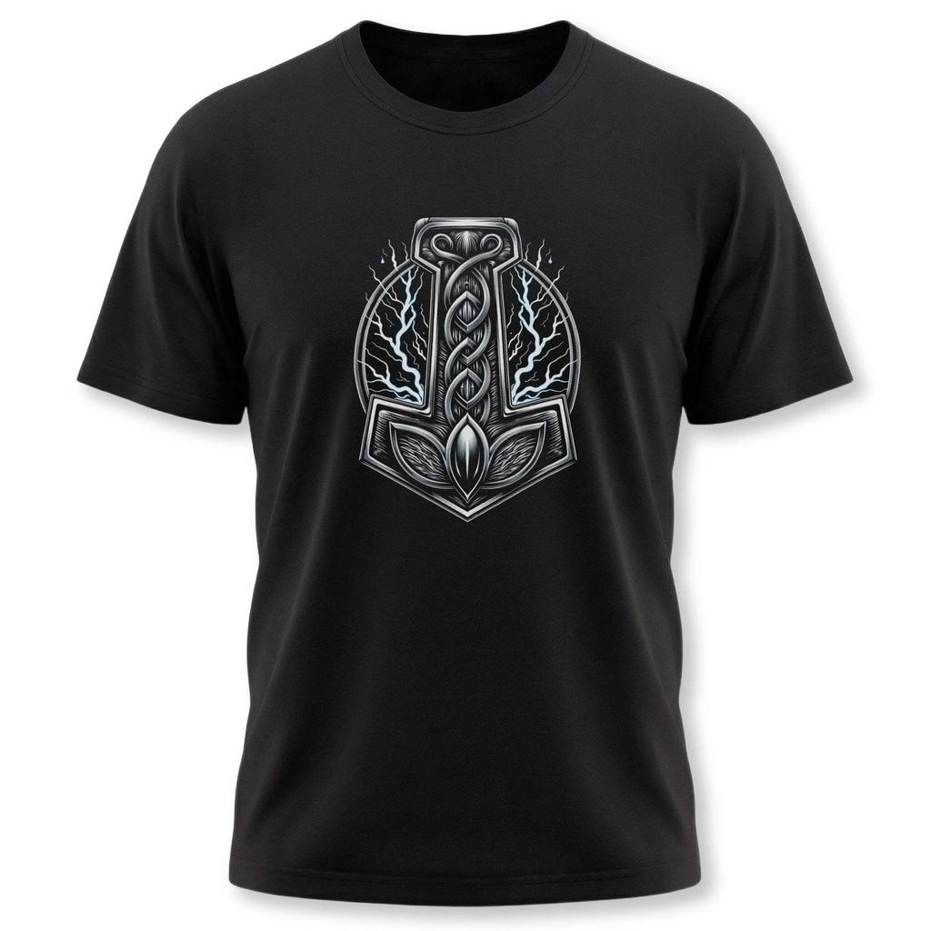 Thor's Hammer Mjolnir T-Shirt | Viking Symbol Streetwear Graphic Tee Shirt
