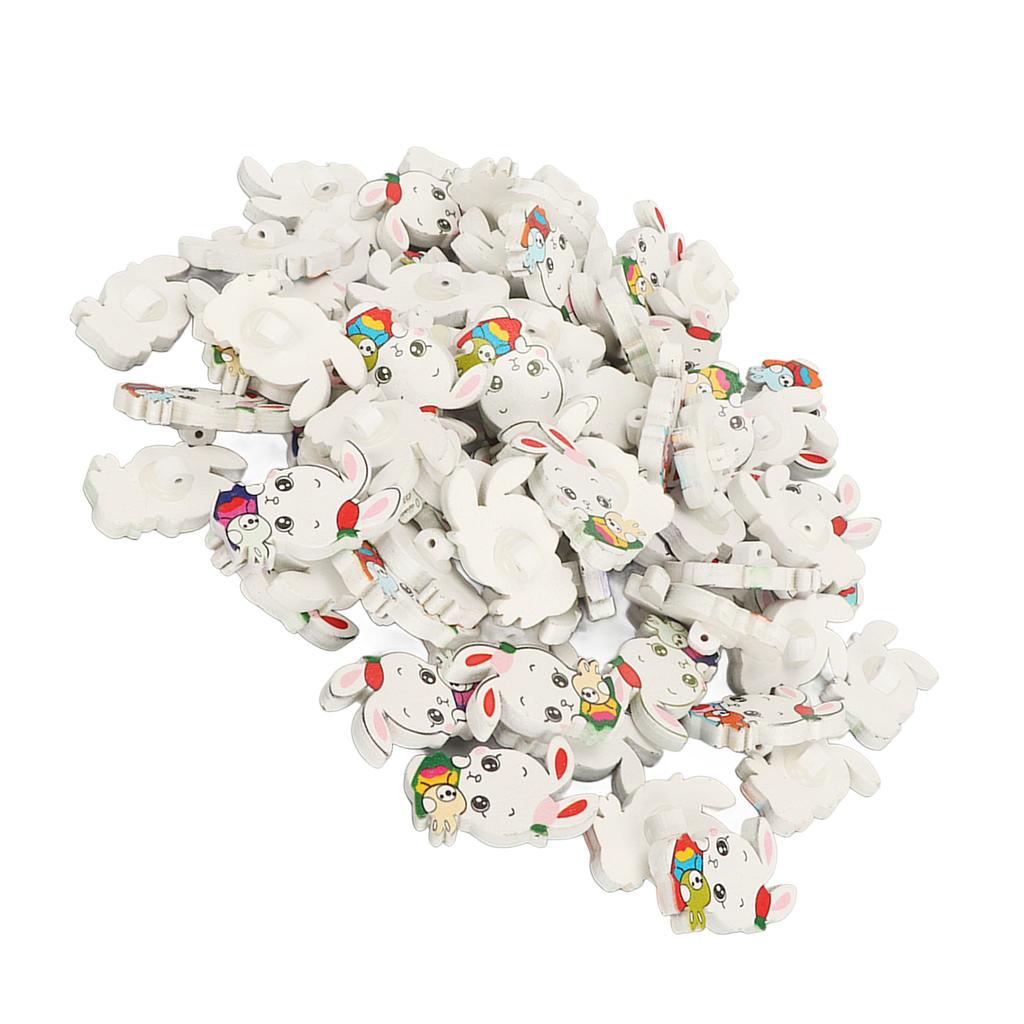 80pcs Wooden Bunny Buttons Exquisite Lightweight Wood Buttons Sewing Buttons with Small Hole for Clothes Knitting