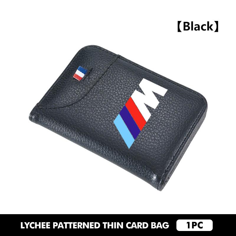 Card Holder Leather Portable Wallet Anti-Theft Lychee Wallet For BMW Performance M E87 E30 E46 E28 F35 G20 E93 F20 X3 X pdzm22