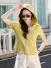 Women's Hooded Zipper Cardigan - 2026 Spring/Summer Cotton Cropped Short Sleeve Top