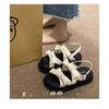 Korean Sle Women's Sandals 2025 Summer New Thi Bot Cross Tie Roman Beach Fairy oes Sweet Low Heel Flat Bot Rubber...