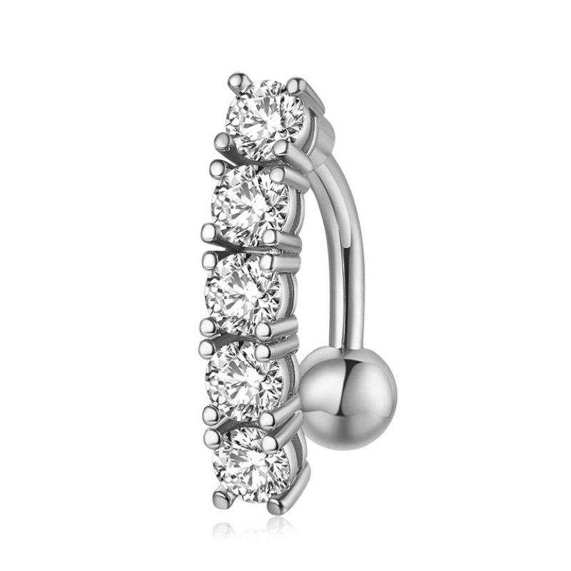 Stylish Stainless Steel Cz Inlaid Belly Button Ring Wholesale Piercing Jewelry