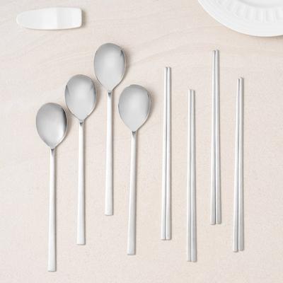 Comet Domestically Produced Adult Cutlery Set, Spoon + Chopsticks X 4 Set, Korean Popular Tableware
