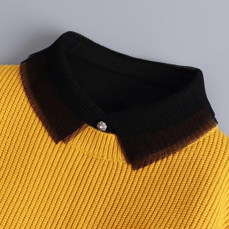 Fashionable Cotton Lace False Collar Shirt, Women's Detachable Collar Shirt, False Tie, Lapel Shirt Top