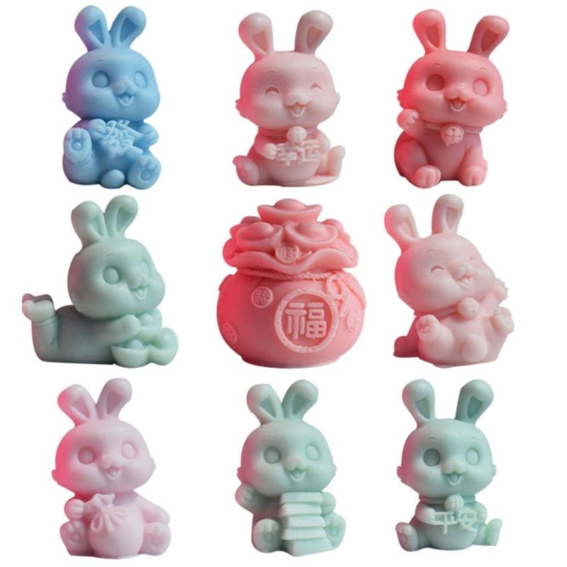 Bunny Series Fondant Epoxy Molds Manual Candle Aromath Soap Molds for Decor