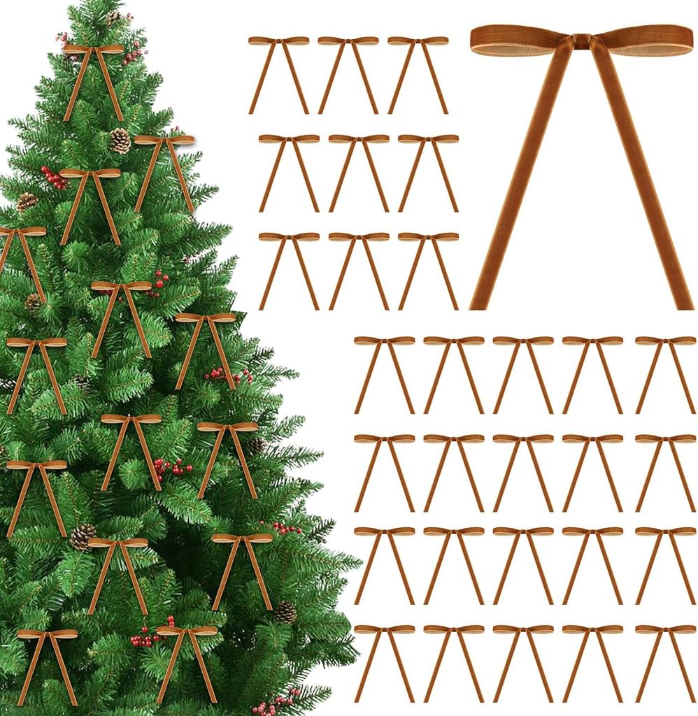 30 STÜCKE Samt Weihnachtsschleifen Geschenk Schleifen Samtband Vintage Kranzschleife Rustikale Bandgirlande Geschenkdekoration