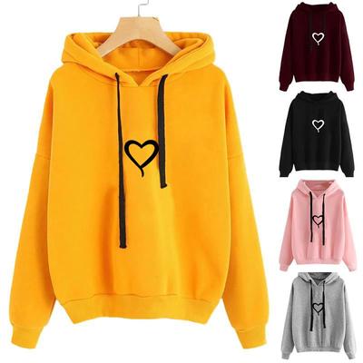 Women Loose Casual Printed Hooded Sweater Pullover Blouse Tops Jacket