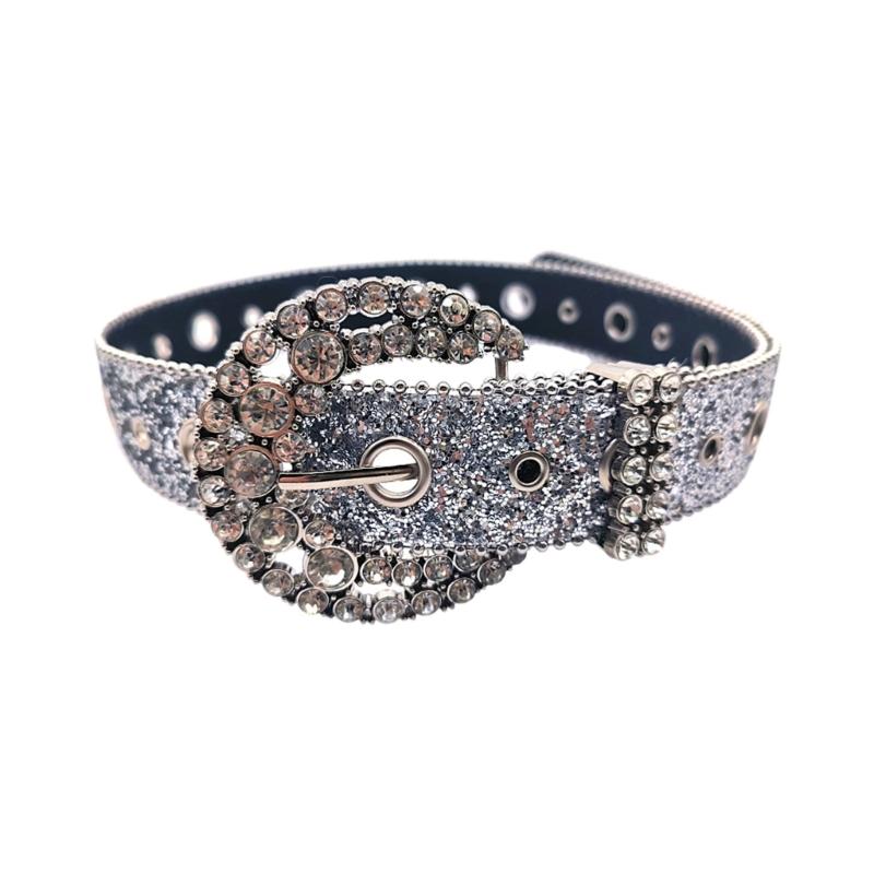 Elegant Rhinestone Buckle Waist Belt for Adult Full Sequins Belt for Jeans Skirt 1
