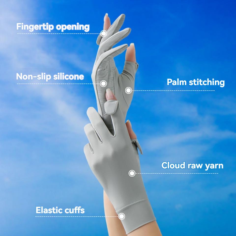 Summer Sun-Protective Gloves Flip Fingers Touch Screen Breathable Raw Yarn Cycling UV Protection Gloves
