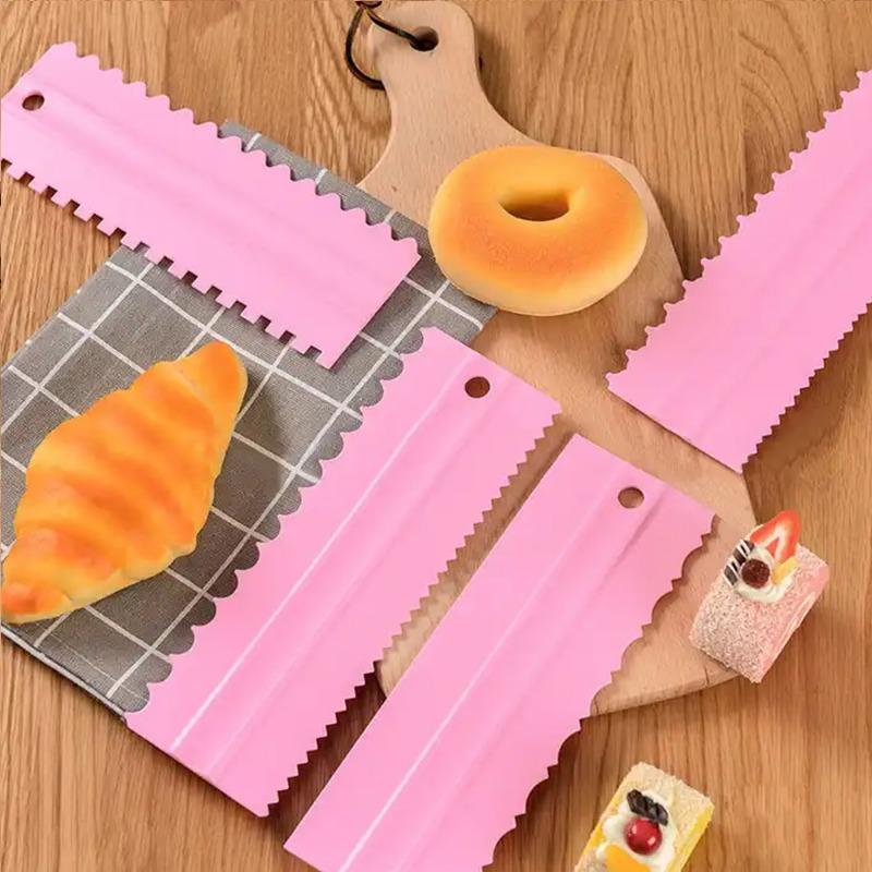 Cake Scraper Smoother Set Patterned Edge Smoothe Plastic Sawtooth Comb Bench Scraper For Cake Baking Cream Icing Smoother