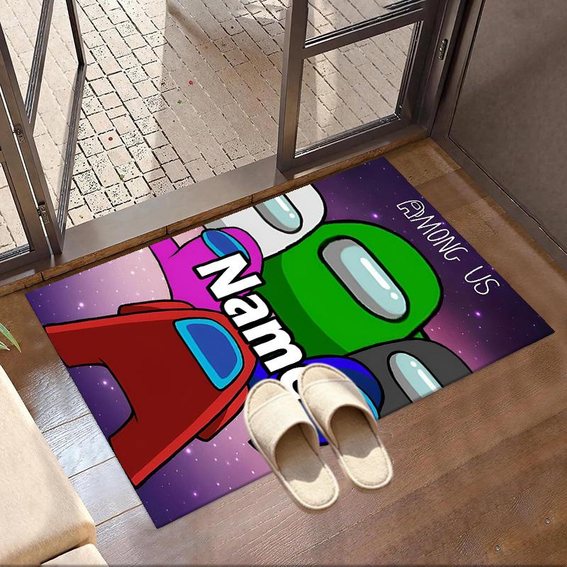 Custom Name Personalized Among Us Print Carpet, Versatile Home Decor Rug, for Playroom, Apartment, Balcony, Entryway, Hallway Gift