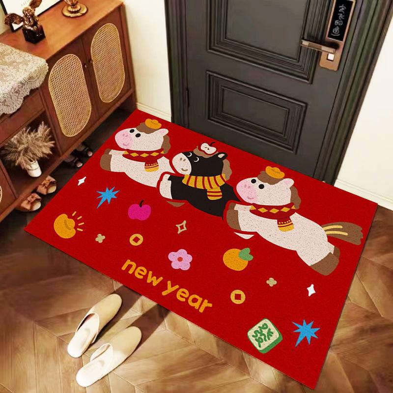 Chinese New Year Door Mat Chinese New Year Decorations 2026 Entrance Doormat Non-Slip Spring Festival Floor Mat