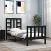 VidaXL Bed Frame with Headboard Black Small Single Solid Wood 3191935