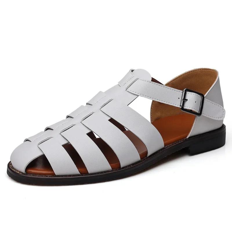 2024 2024 Summer Men Rome Sandals Soft PU Leather Shoes Anti Slip Hollow Out Casual Male Sandals Comfortable Business Shoes for Men