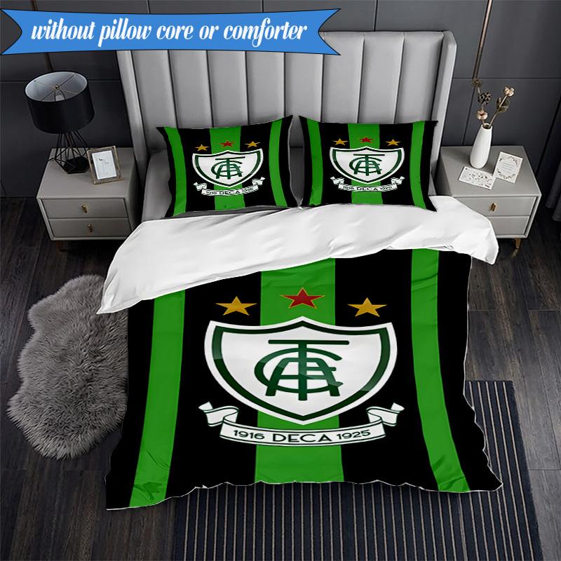 3PCS Green Shield Emblem Design Printed Soft Bedding Set,Including 1pc Duvet Cover And 2pcs Pillowcases Perfect for Bedroom, Dormitory, Fan gift