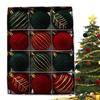 12pcs Wine Red Christmas Ball Ornaments Flocking Christmas Tree Party Decoration New Year Christmas Spheres Pendant Balls