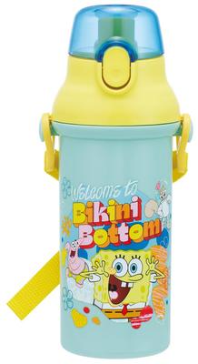Direct Drinking Water Dishwasher Made In SpongeBob for Boys and Children's Bottle, Plastic, 480ml, One-Push Open/Close, Safe, Japan,