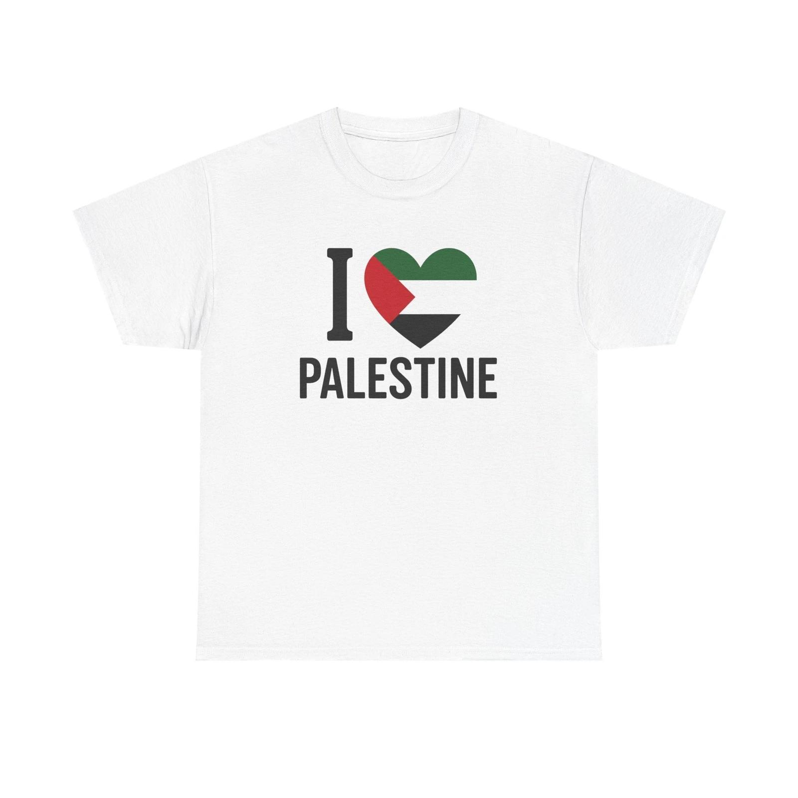 I Love Palestine Unisex Heavy Cotton Tee - Graphic Tee for Activism, Awareness S
