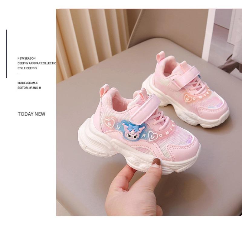 Spring and Autumn Princess Shoes Girls Super Soft Sneakers Children's Mesh Shoes Foreign Style Lighting Soft Sole Running Shoes Trendy