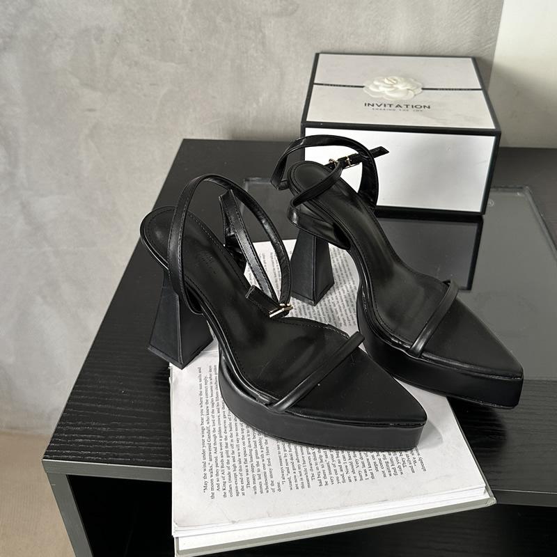 

Женские босоножки с острым носком на каблуке, платформа, супервысокий каблук, обувь для женщин, тренд 2025, летние, неглубокие, платье, с ремешком на пятке, сандалии женские 39 чёрный