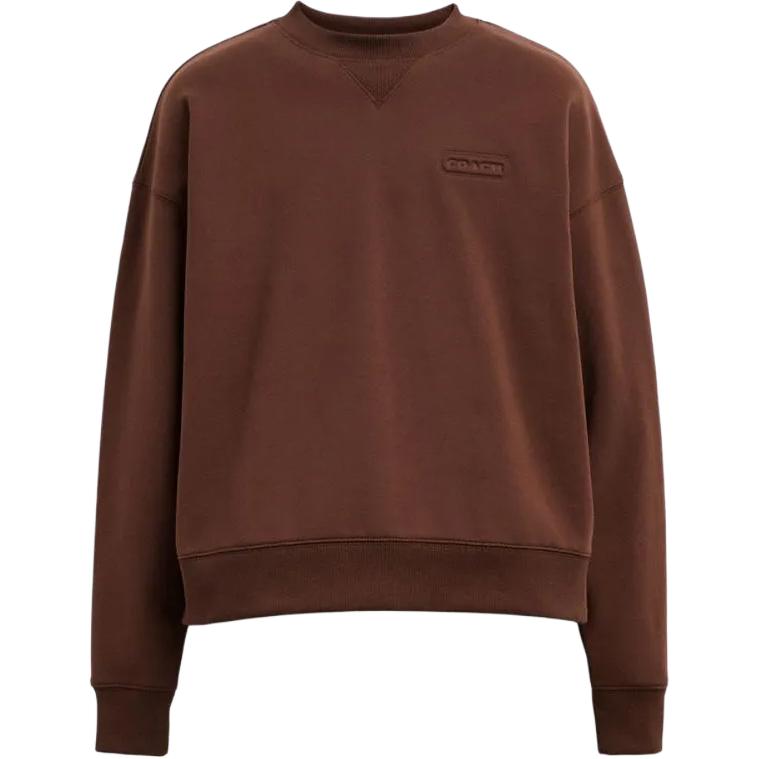 Coach Solid Color Round Neck Letter Logo Long Sleeve Sweatshirt Men sweatshirt Brown CL646-BRN