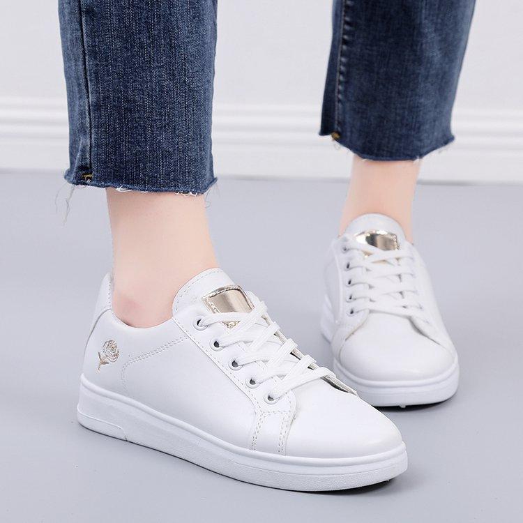 2025 spring and summer new women's shoes PU leather surface breathable sports style casual shoes board shoes student white shoes INS low top