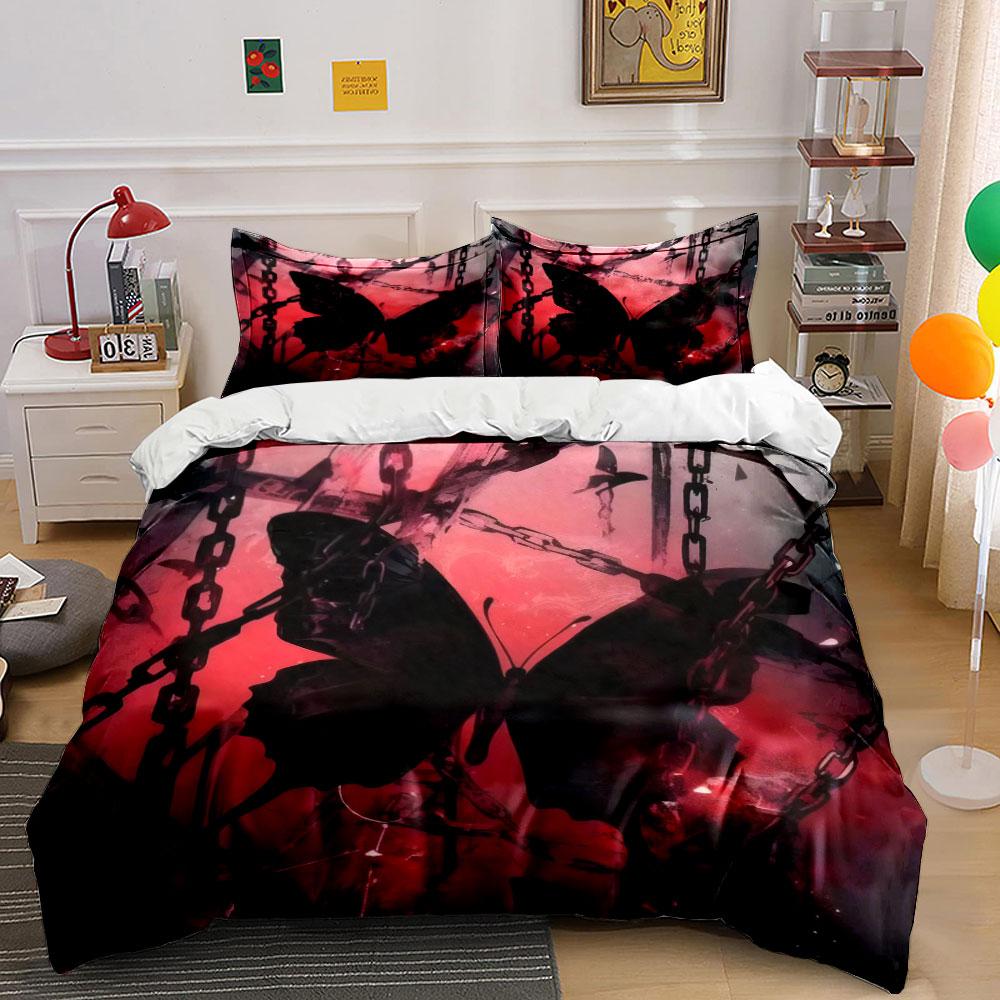 Conjunto de Decoración Artística de Mariposa Gótica Juego de Ropa de Cama con 1 Funda de Edredón 2 Fundas de Almohada Individual Doble King Queen, Regalo